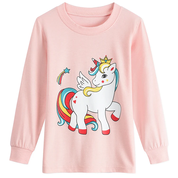 Cartoon animal print kids sleepwear long sleeve girls pajamas set