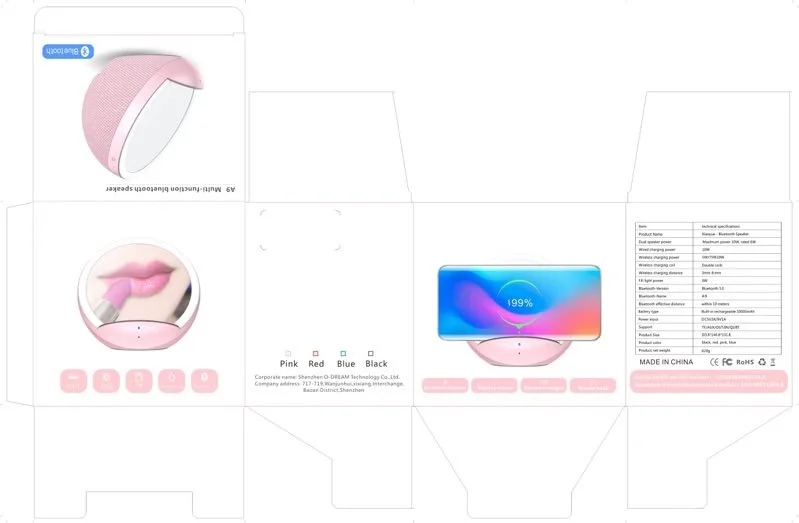 promotion gift woman make up mirror round shape led lights desktop makeup mirror bluetooth speaker table speaker - ANKUX.COM