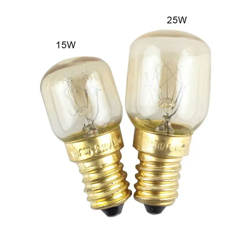 E12 E14 Oven Light Bulb T22 T25 120V 220V 15W 25W 300 Degree High Temperature Microwave Oven Incandescent Bulb Refrigerator Lamp