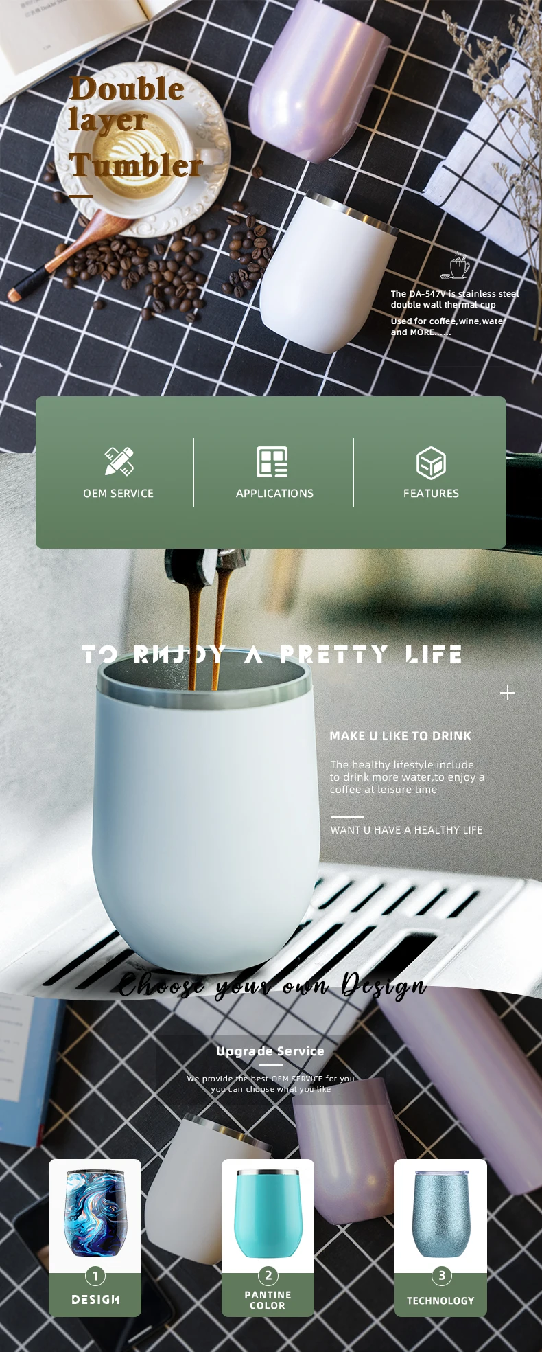 stainless steel vacuum wine tumbler