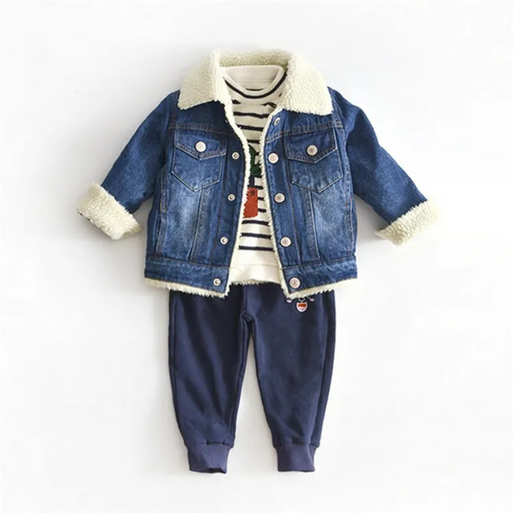 
Novelty Design 2020 Kids Jackets Denims Girls Boys Autumn Winter Plus Cashmere Kids Denim Jackets 