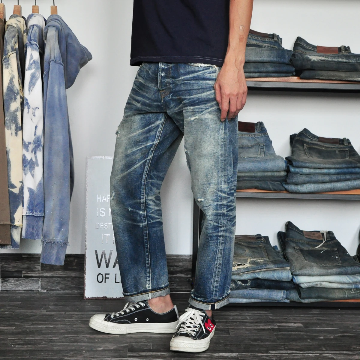 High quality men high class dropshipping stock mens selvedge denim jeans