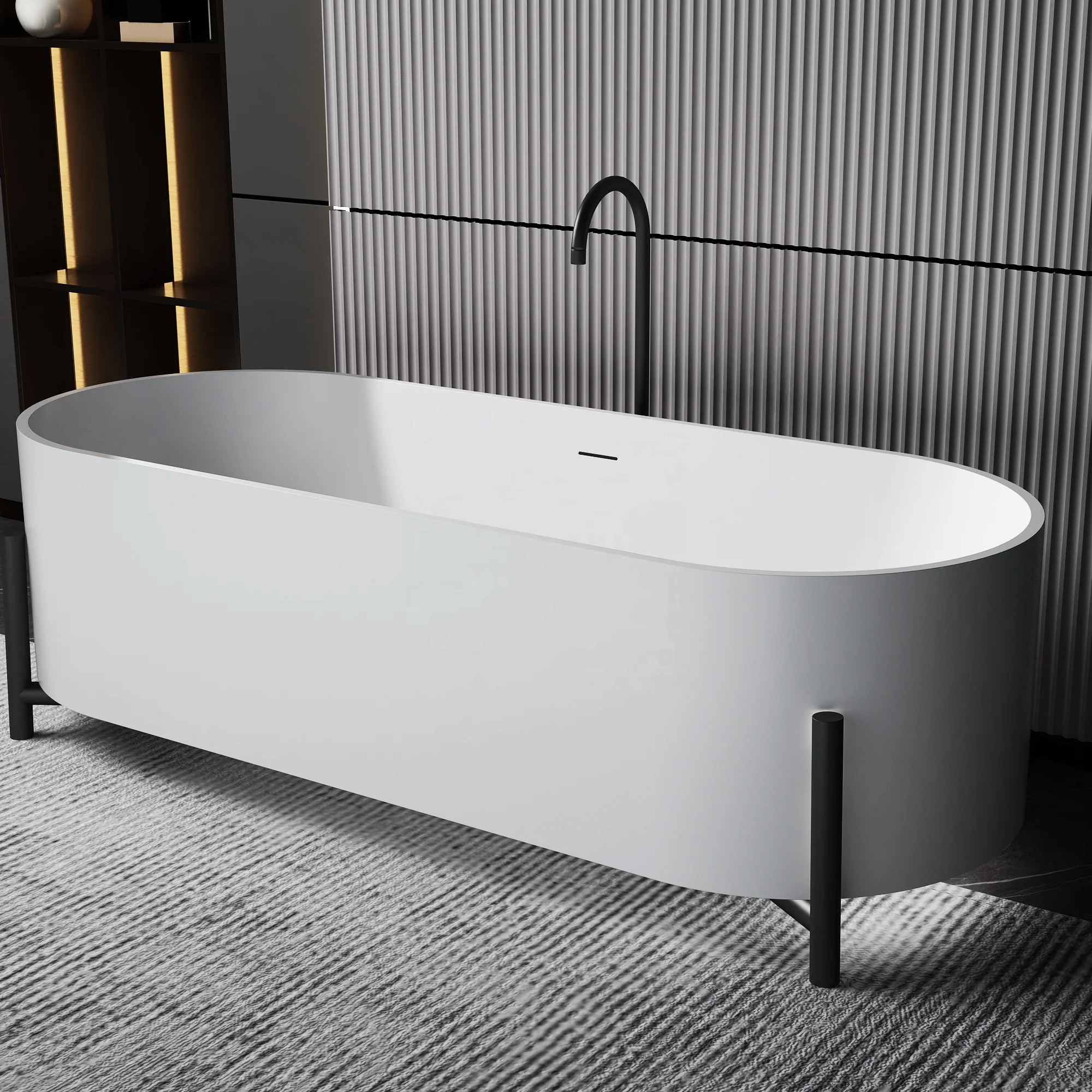 Solid Surface Luxury White Freestanding Acrylic Bathtub For Adults