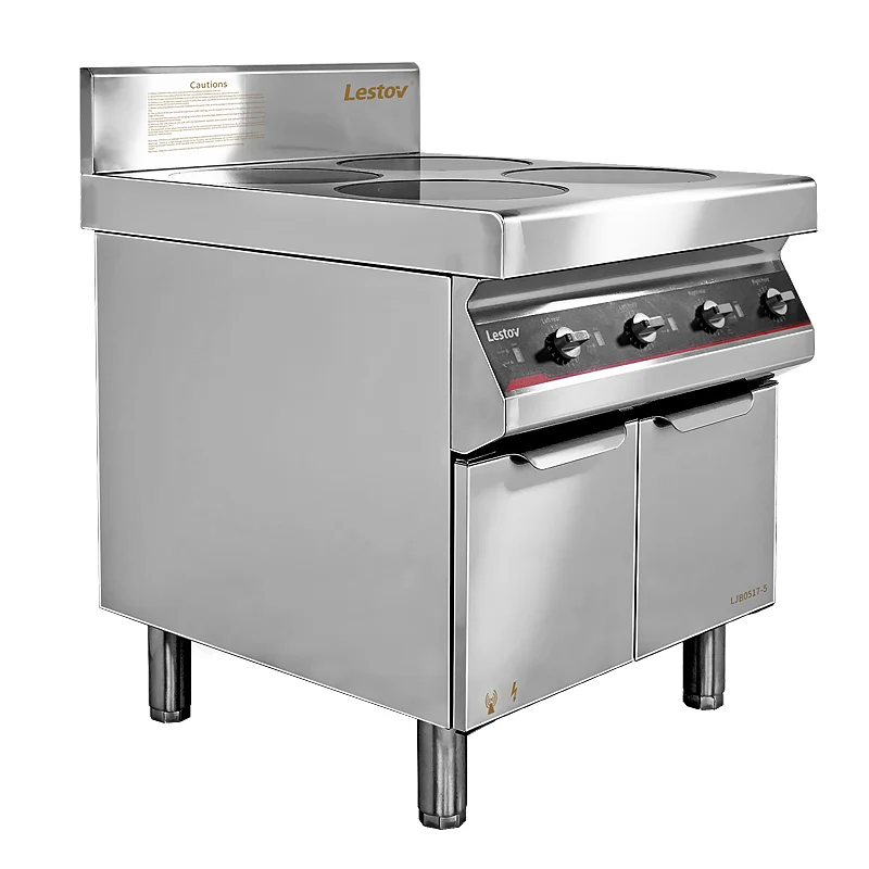 Lestov 4 Zones Commercial Induction Range Cooker With Knob Control For