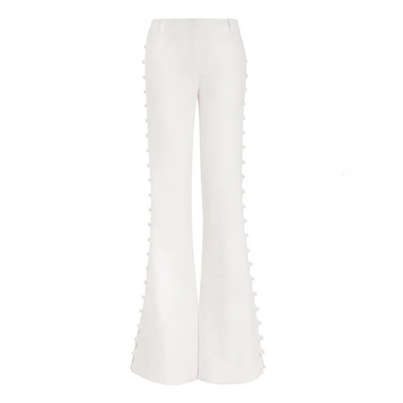 ladies white flared trousers