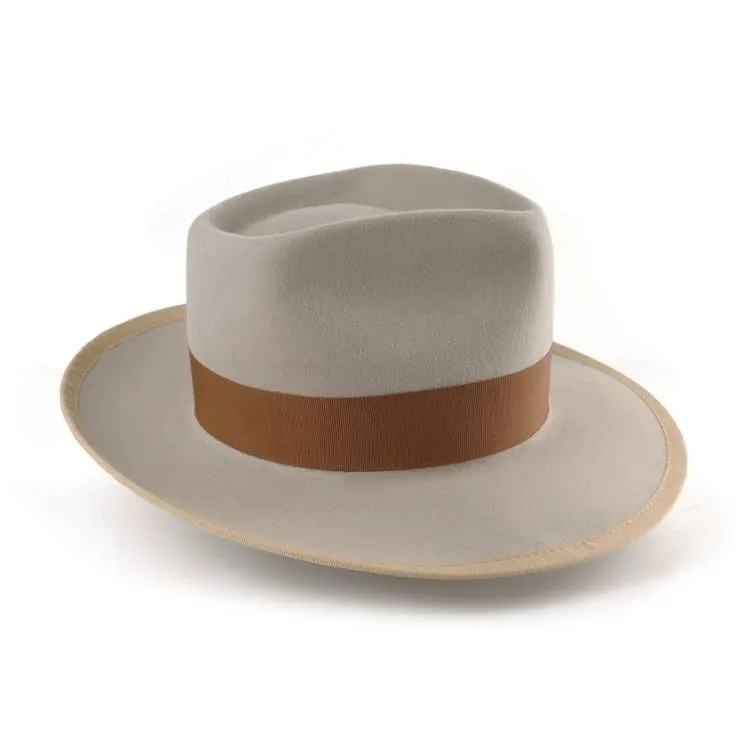 Wholesale fashion 100 % wool in stock wide brim felt fedora hat