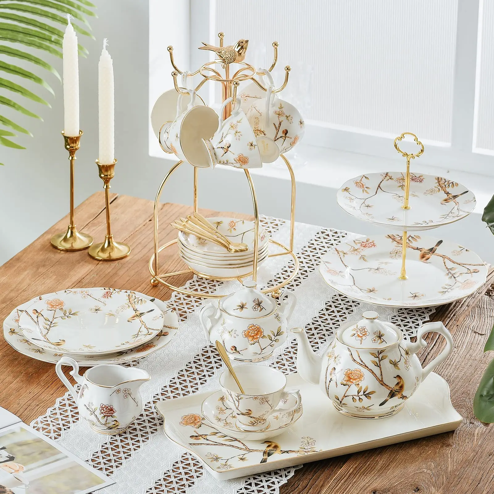 Porcelain Teapot With Lid Vintage Ceramic Tea Pot With Filter for Tea Coffee Water Teaparty Home,34oz factory