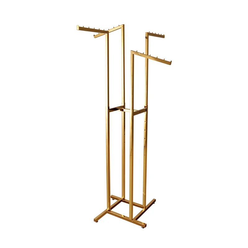 Custom Shop Design - Metal Gold Clothing Display Racks