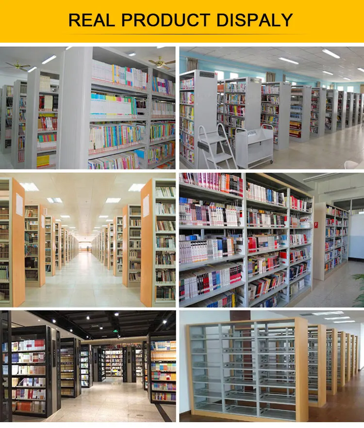 School public double-faced library shelves with plate layers in adjustable height