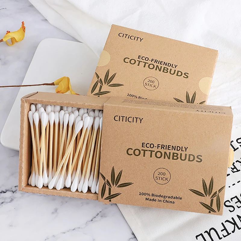 Organic Bamboo Cotton Swabs,Biodegradable Q Tips Cotton Swabs,Eco Cotton Swab Lipstick Makeup