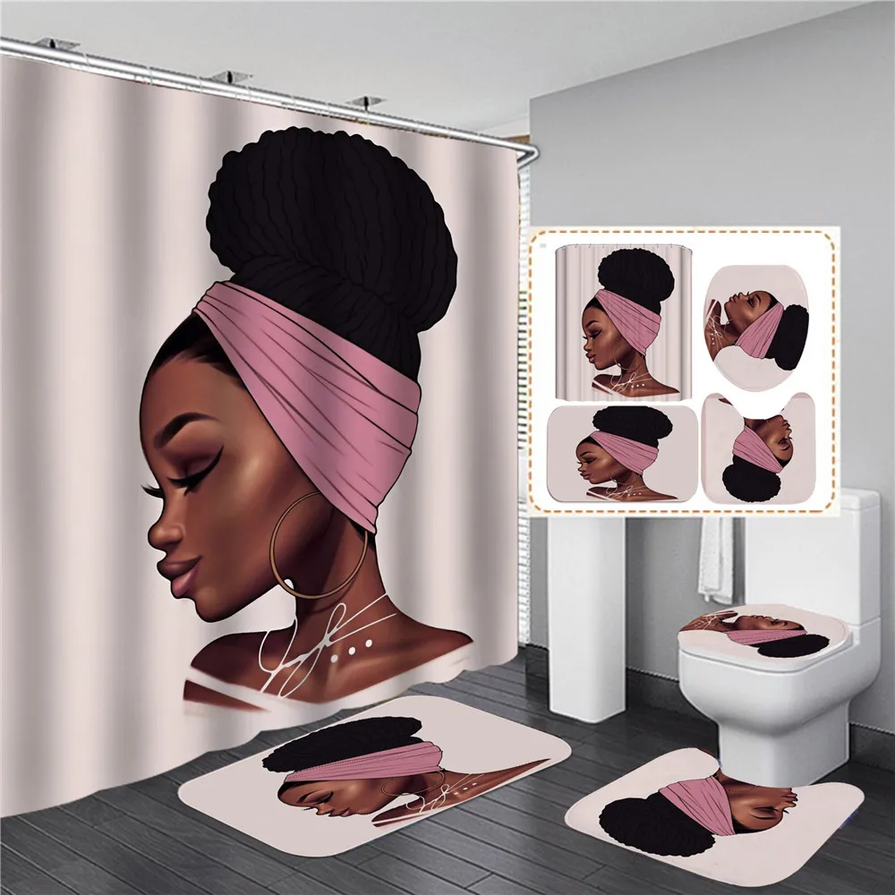 Kt African American Style Afrocentric Shower Curtains Girl Shower