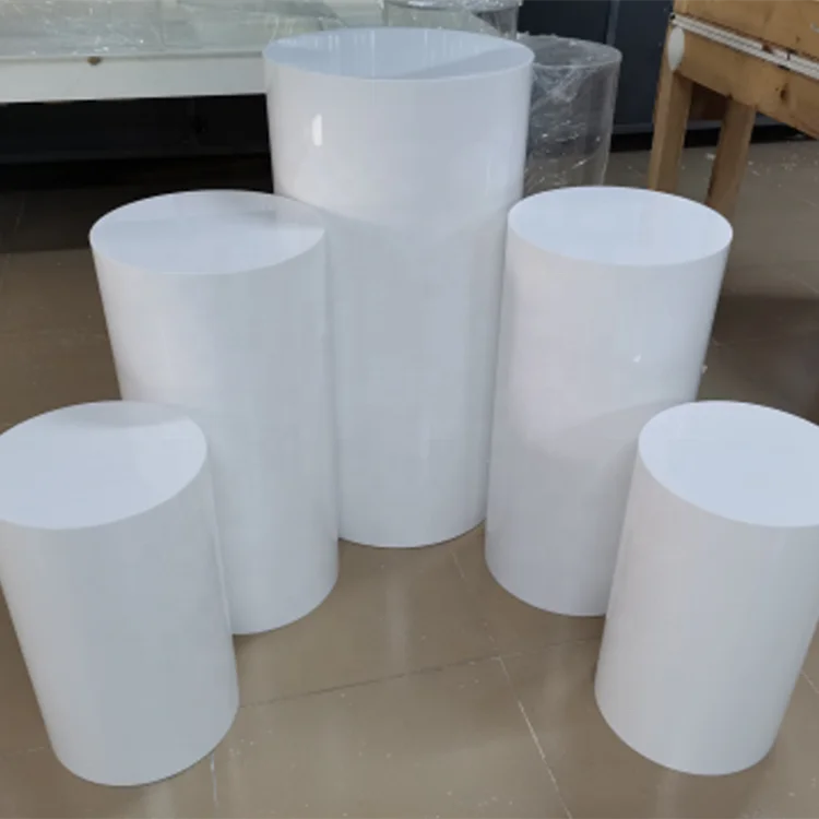 Acrylic Cylinder Pedestals Stand Display Platform White Acrylic Round ...