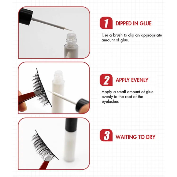 OEM Wholesales Best 3 Color Vegan mini Waterproof Custom Private Label False Eye Lashes Eyelashes Strip Adhesive Glue