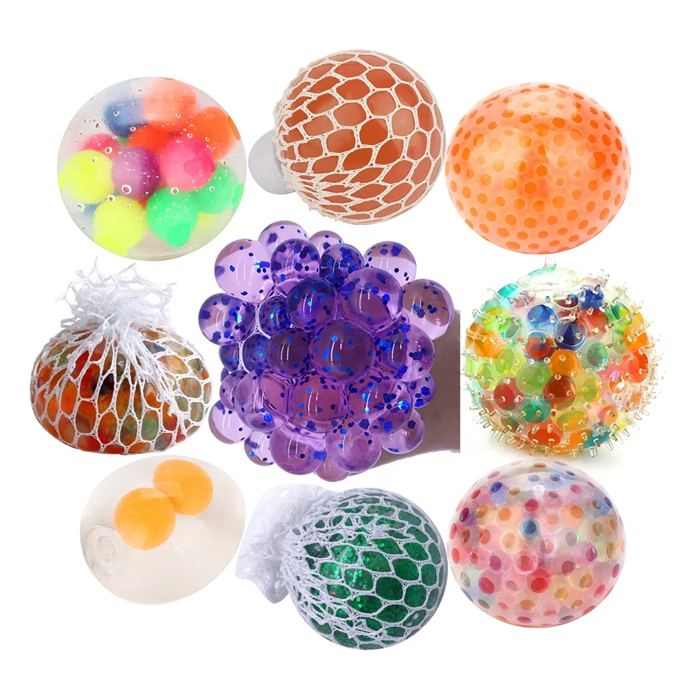 
Slime Soft Squeeze Toy Bouncing Stress Balls Water TPR Grape Pull Stretch Relief Mesh Squishy Ball 