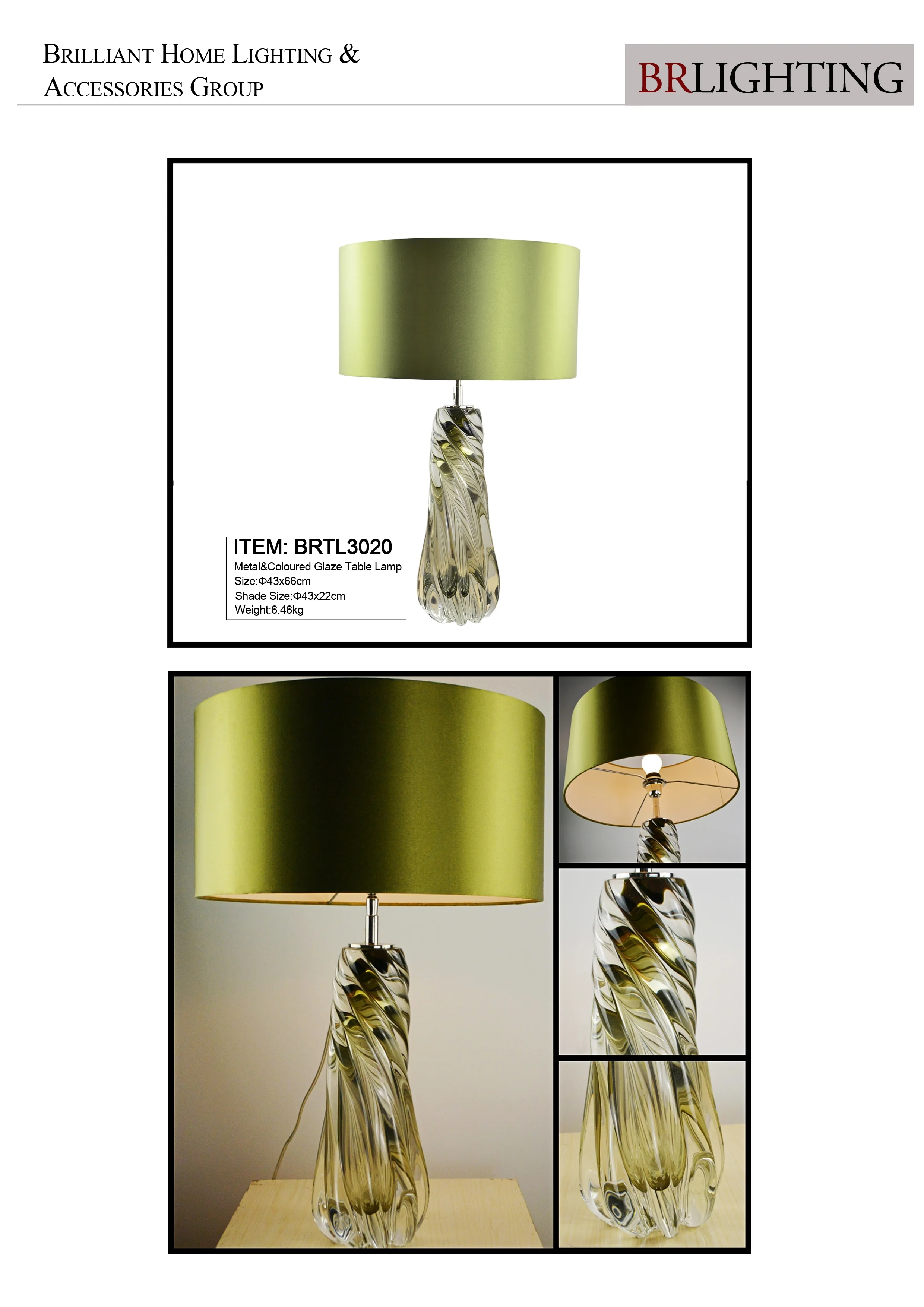 Unique Design Study Room Hand Blown in Green Lampshade Glass led Bedroom Table Lamp