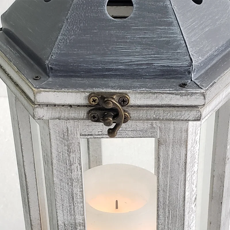 Outdoor Antique Lantern Grey Wood Candle Lanterns Home Decorative