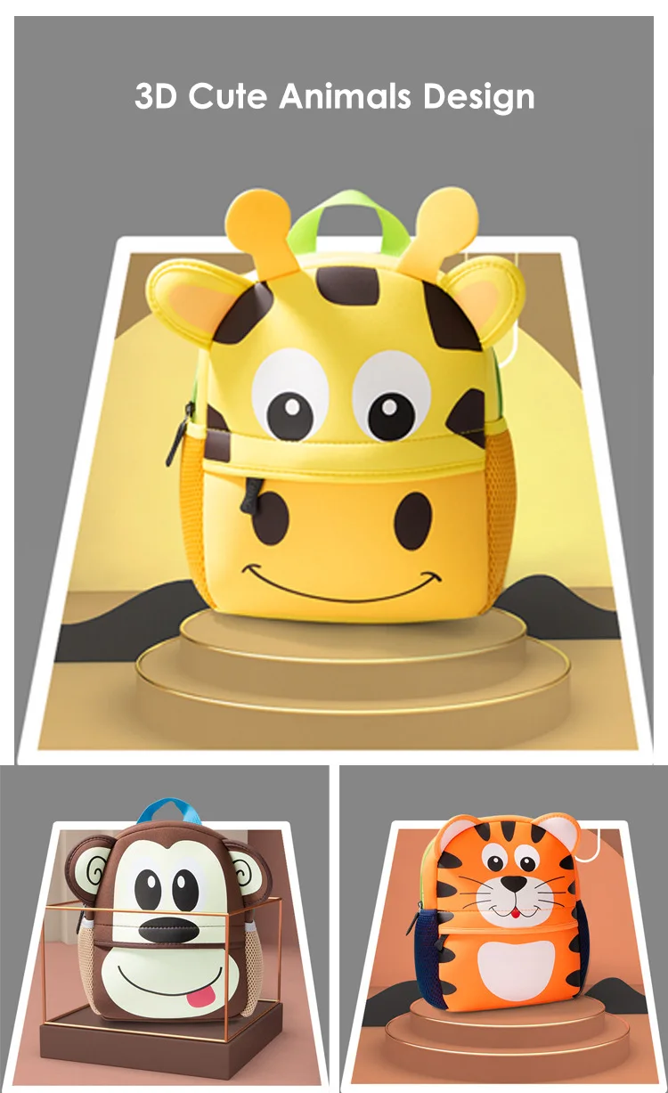 mochilas 2020 New Children Backpacks 3D Giraffe Design Girl Boys School Bags Toddler Kids Neoprene Schoolbag Kindergarten Cartoon Pouch