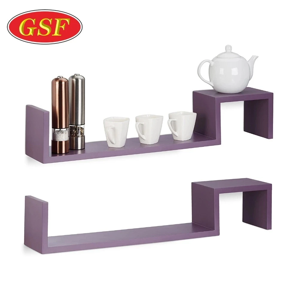 Factory Price Modern Wall Rack Shelf Glossy Painting Sshaped Floating