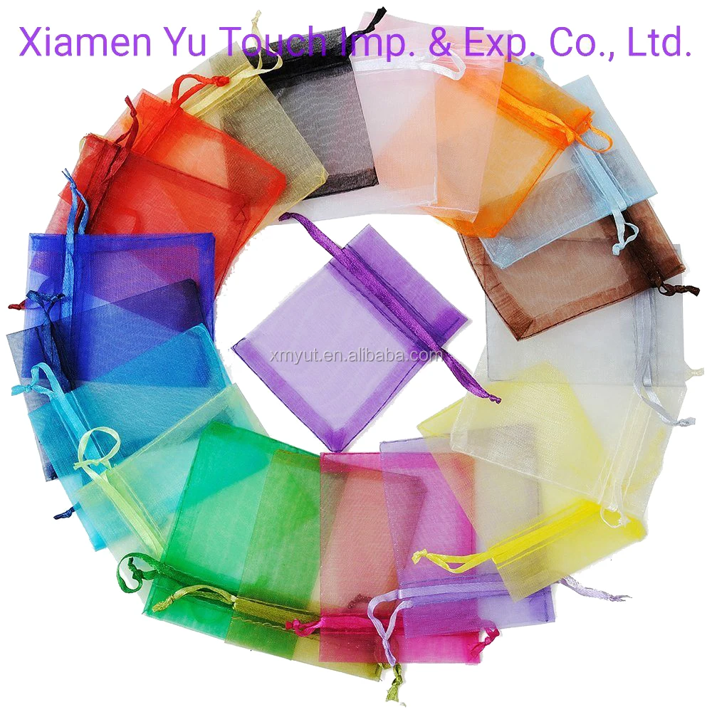 Cheap Plain Organza Bags in Stock Gift Bag for Wholesale Drawstring Recyclable Accept Customized Logo Jewelry Pouch with logo