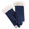 wholesale suede ladies gloves women's autumn and winter warm and velvet thickening braid gloves processing custom
