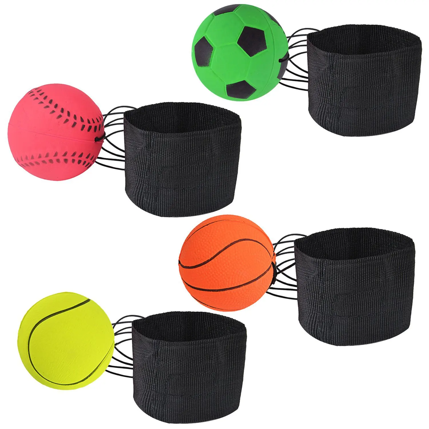 New Wrist Return Ball Sports Wrist Ball Basketball Baseball soccer On A String Rubber Rebound Ball Wristband Toy for Exercise