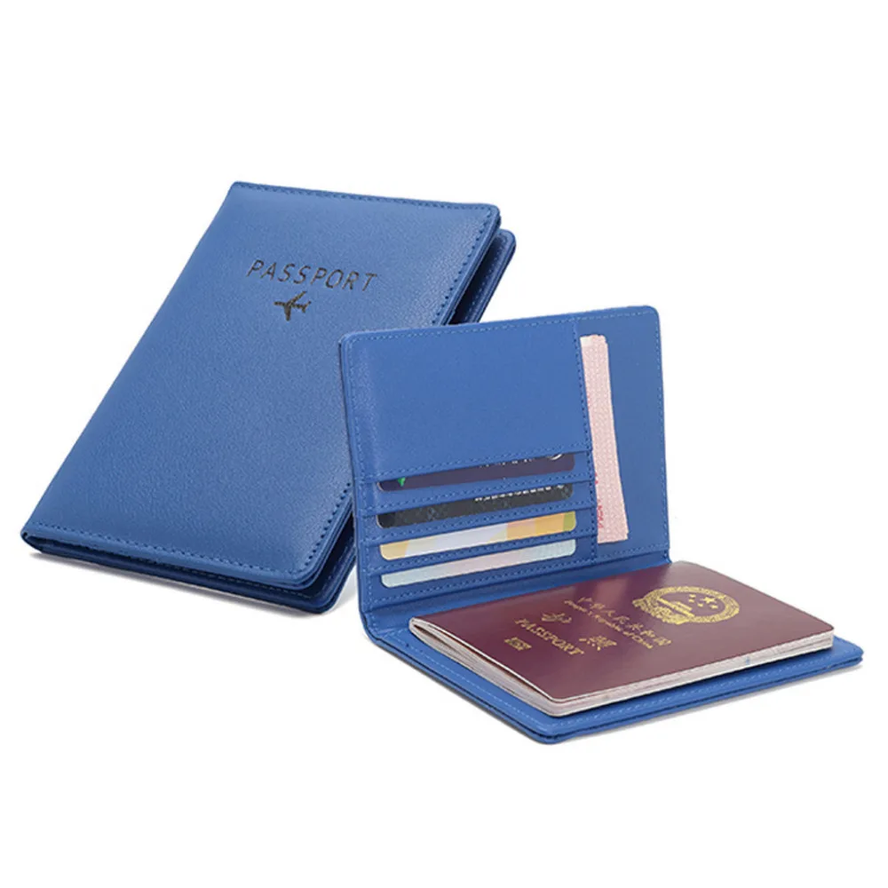 Custom LOGO High Quality Unisex Passport Cover Wallets Casual pure color PU Purse Card cash Holder For Girls men card sleeves