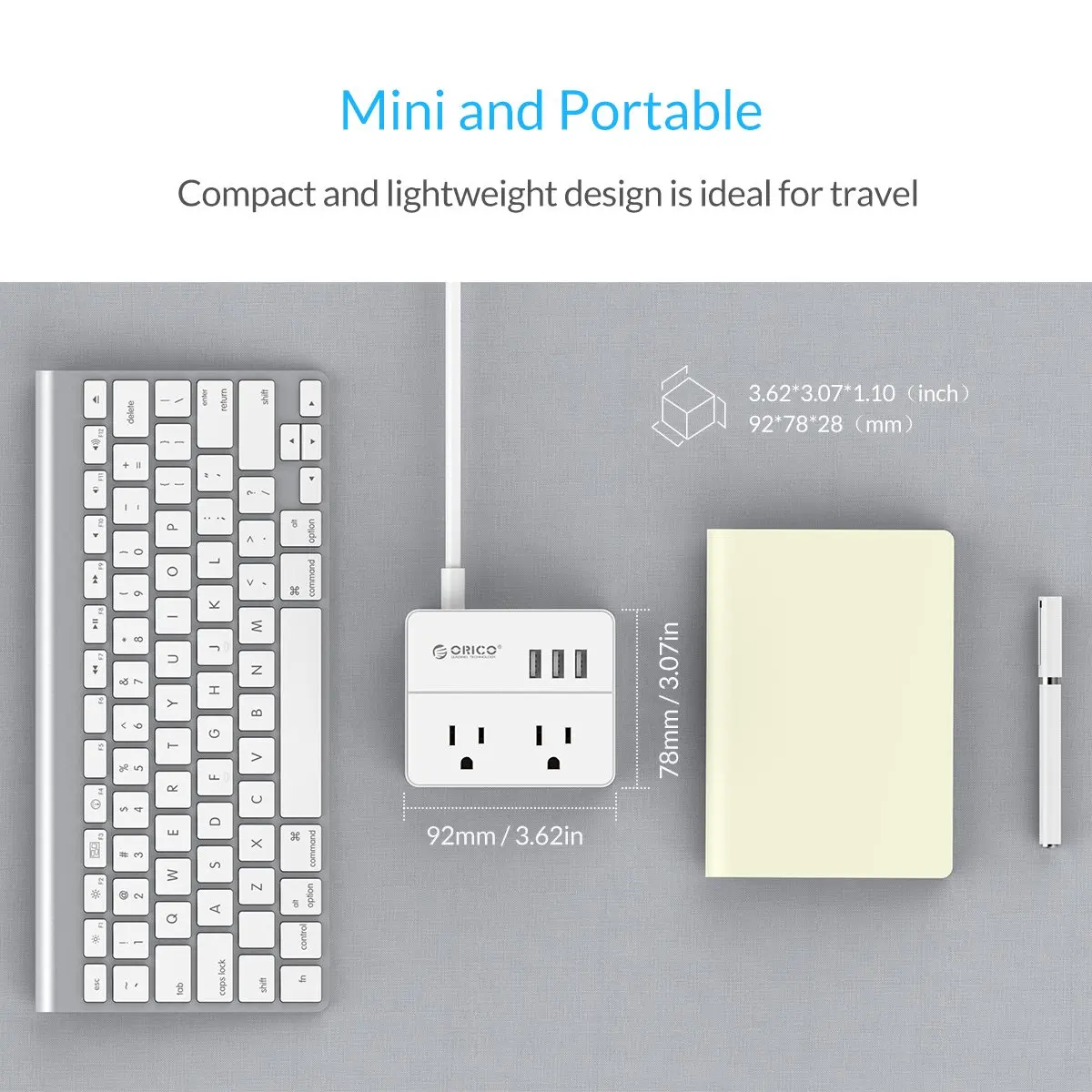 US standard Power strip with 2 AC Outlets Power Socket and 3 USB Smart Charging Ports Extension Socket Strip