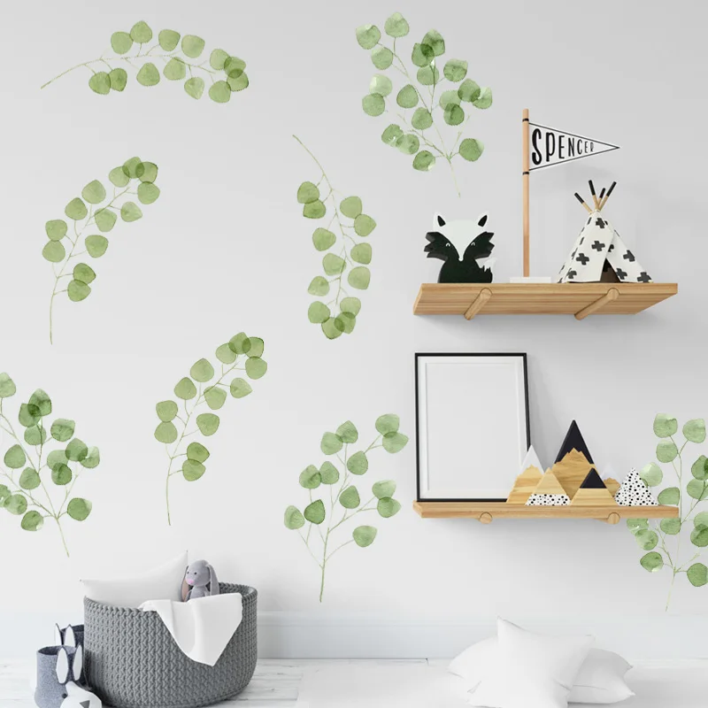 绿色树枝墙贴花北欧风格新鲜贴纸客厅卧室卧室safa背景装饰墙壁贴花