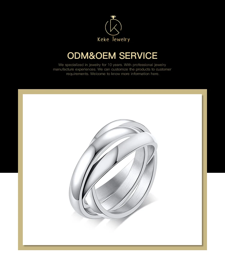 China ODM stainless steel Three-layer wraparound Plated Ring R-054S