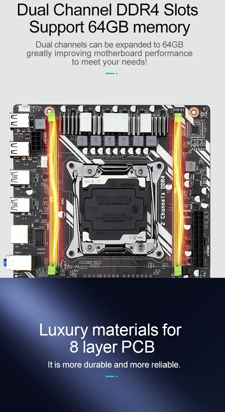 X99 Chipset Lga20113 Socket X99d4 Motherboard Supports Quad Channel