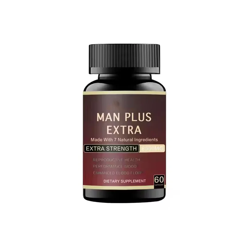 Men Plus Extra Maca Capsules - Herbal Energy Supplement for Men's Health, Memory, and Sleep Support with Black Maca Benefits