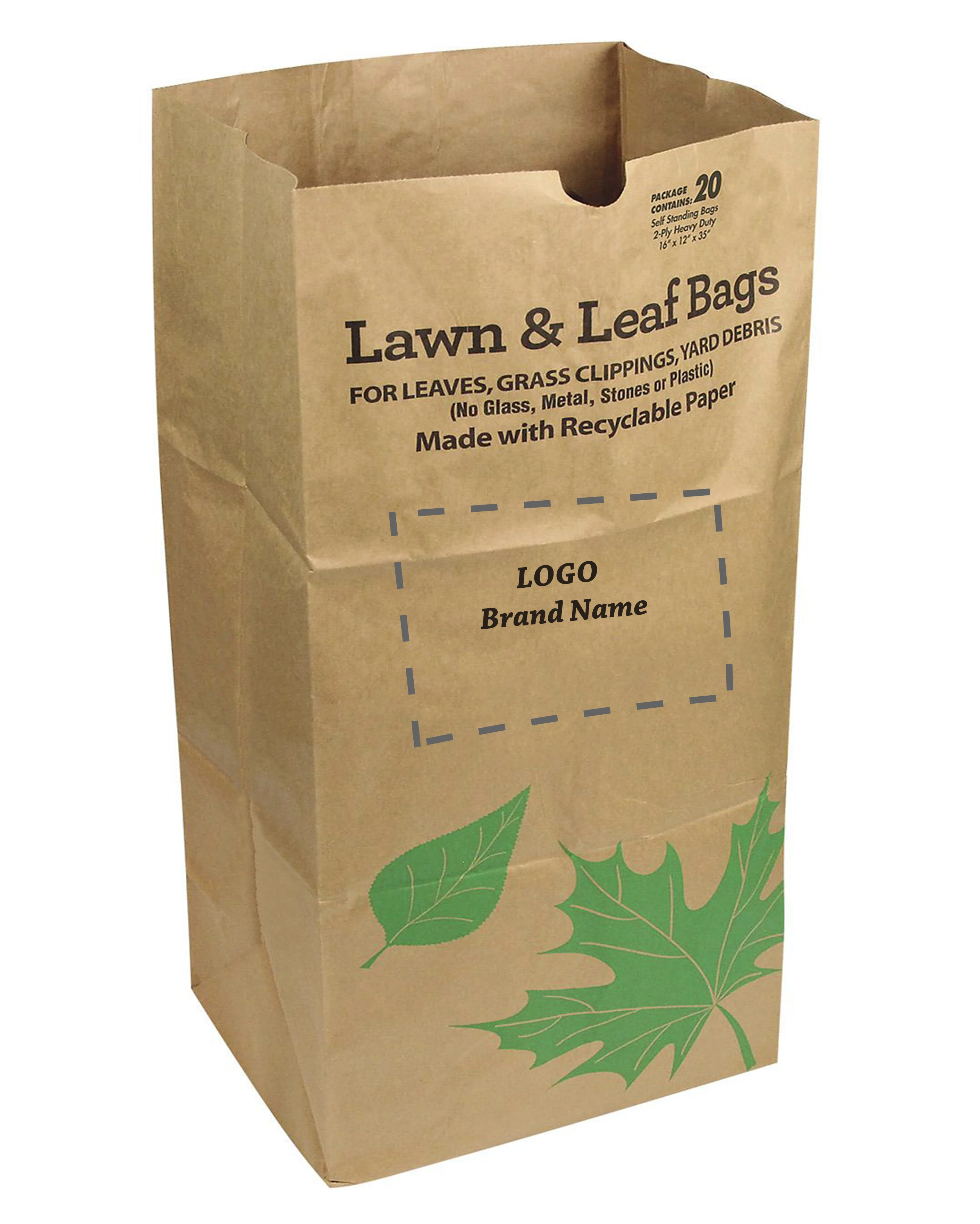 Kraft Paper Reuse Bag Custom Heavy Duty Brown 30 Gallon Yard Waste Paper Bag Buy Leaf Bag,Lawn