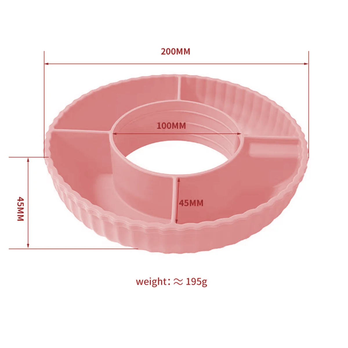 Wholesale 4 Compartment Silicone Reusable Snack Ring Bowl with Handle Snack Tray For Cup 40 oz Divider Plate Bowl manufacture