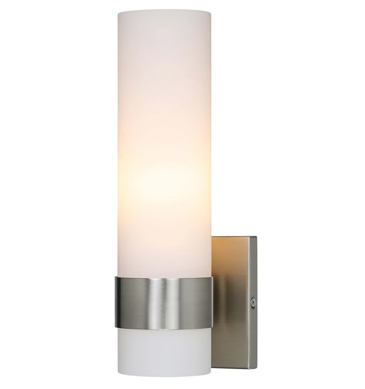 Modern Indoor Home Wall Lamp Hotel ADA Glass Wall Sconce, Brushed Nickel Bathroom Vanity Light