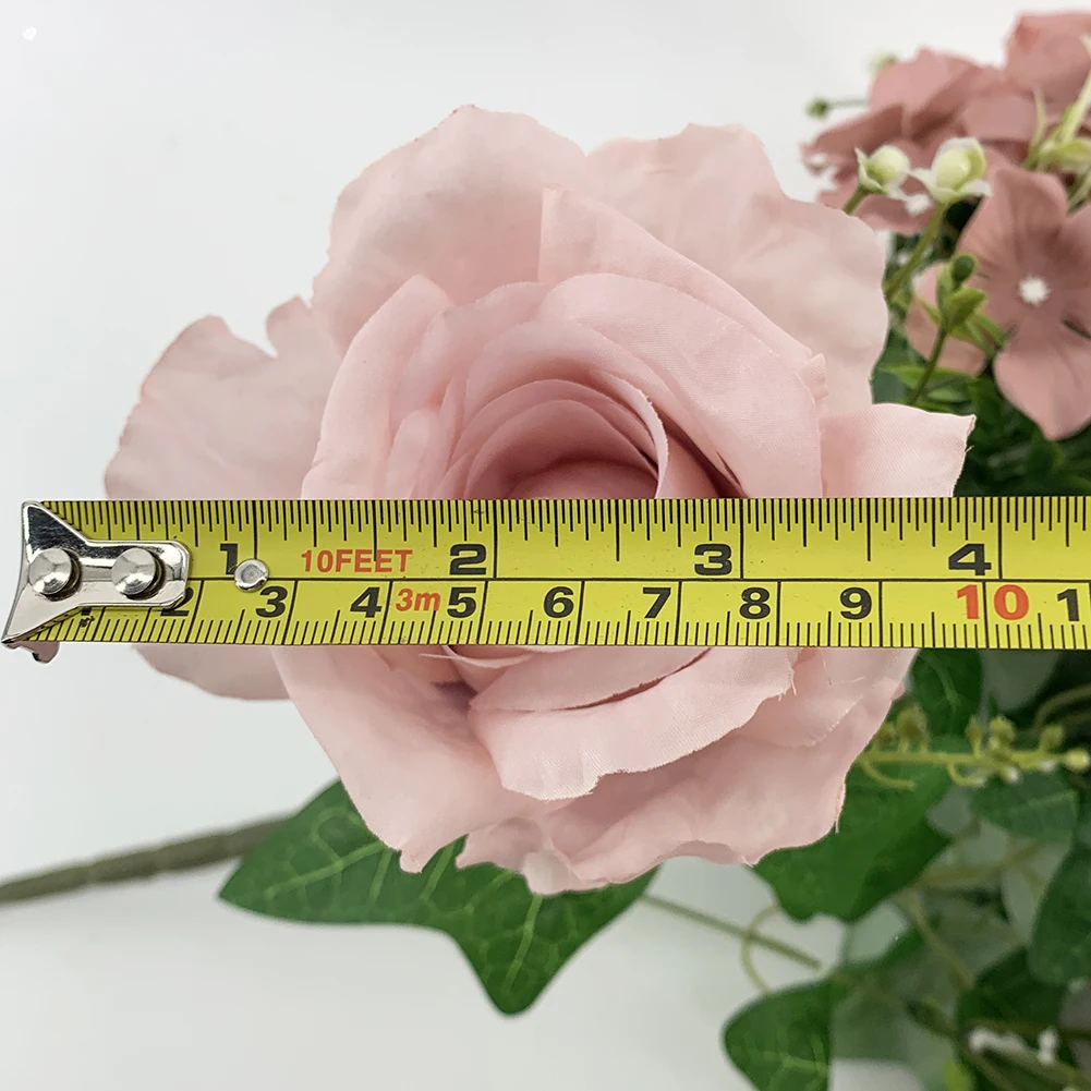 New Arrival Large 11 Heads 19'' Artificial Rose Hydrangea Flowers In