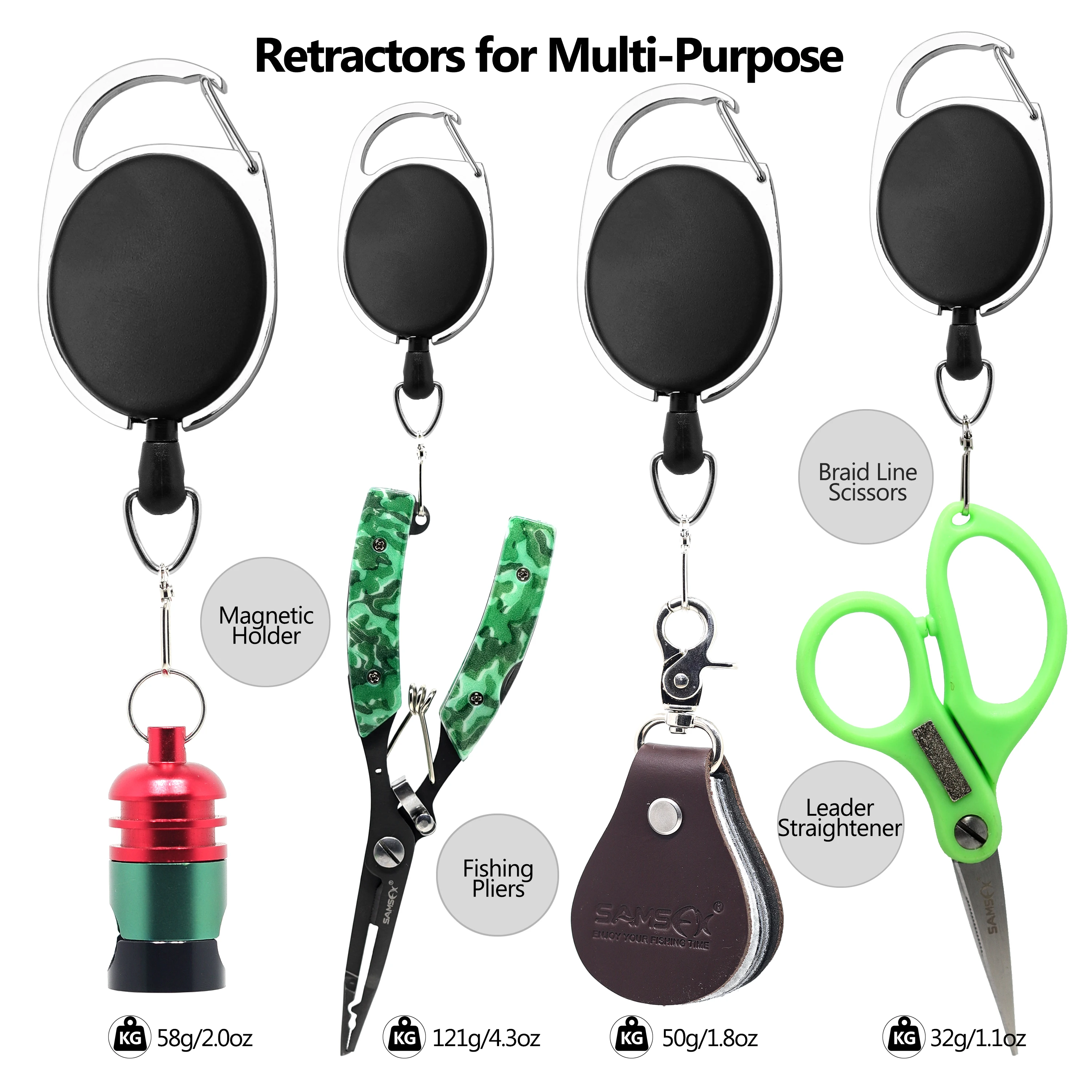 Clip on Back Fly Fishing Zinger Retractor for Gear Tools Holder 3PCS 