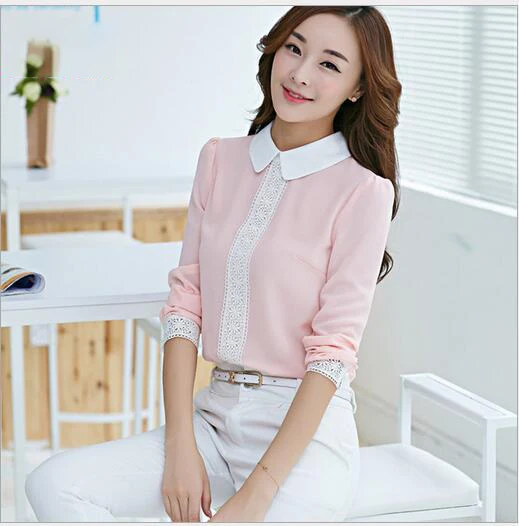 women's long sleeve peter pan collar shirt