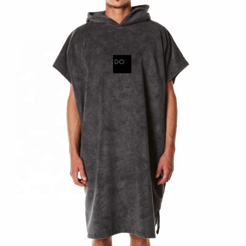 Mens Fashion Terry Cloth Towelling Robe Long Hoodie,Thick Hooded