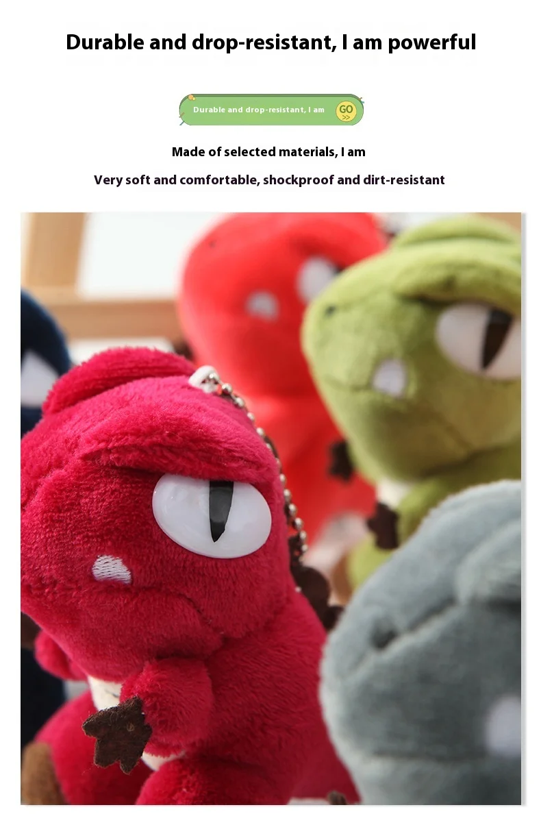 定制便宜的迷你毛绒动物玩具，可爱的恐龙吊坠，定制毛绒动物钥匙扣