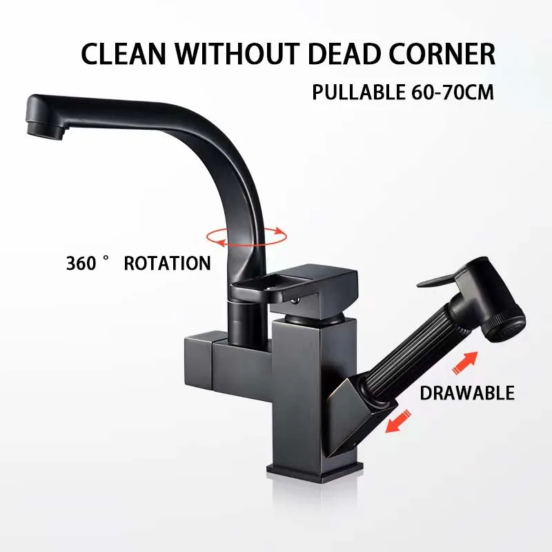 Black Square Robot Deluxe Configuration Cold And Hot Water Mixing