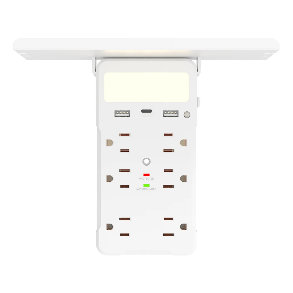 Electrical Socket 2 Plug Adaptor Outlet Expander USB Quick Charger LED Night Light Wall Outlet