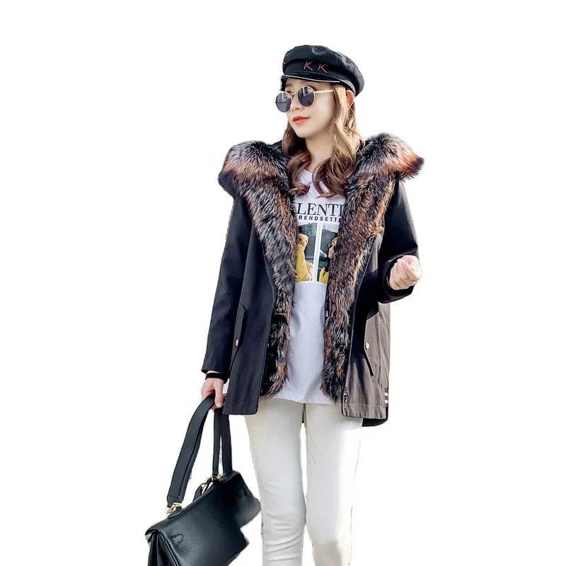 
Real fur Parkas Women Jacket Winter Coat with Fur Hood Fashion Clothing Plus Size Ladies Coats Warm Outwear parker 