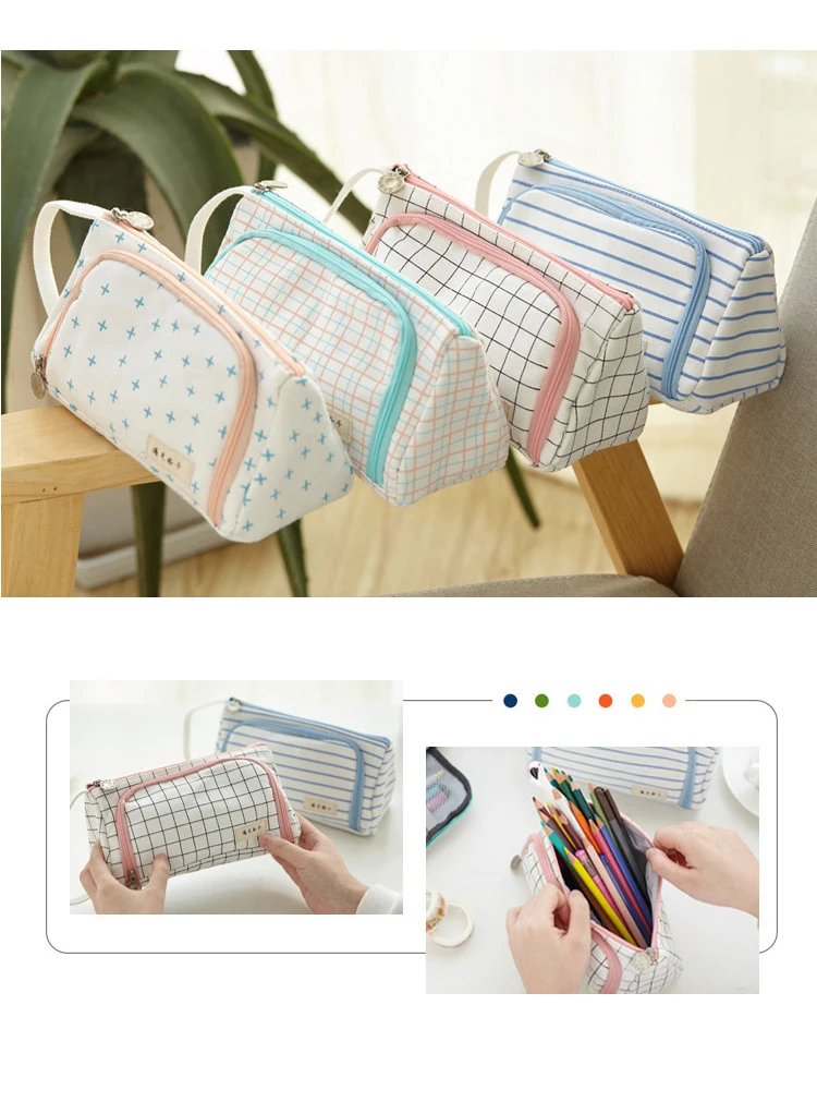 Big Capacity Canvas Pen Pencil Case Bag Marker Storage Pouch Stationery