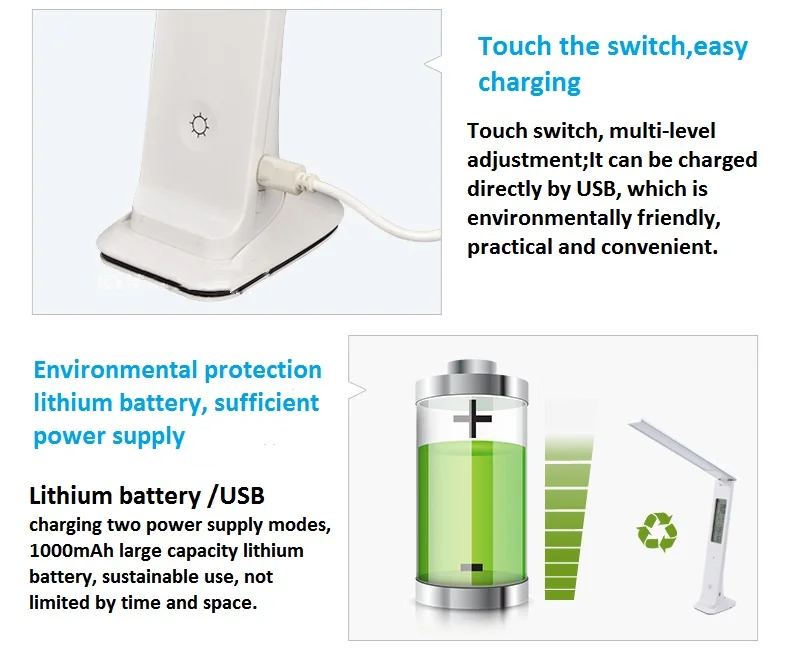 Wetop LED Desk Lamp, Eye-caring Table Lights, Dimmable Office Light with USB Charging Port, Touch Control