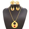 Ethlyn Ethiopian Crystal Necklace Pendants/Earrings/Bangel/Ring Set Gold Filled Plated Habesha Jewelry African Bridal Jewelry