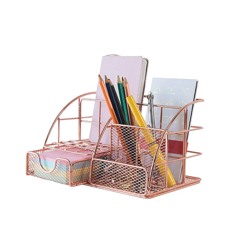gold mesh desk organizer