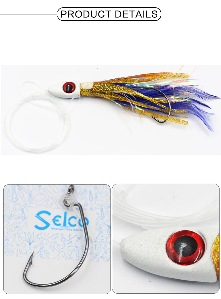 Selco Jigkopf Trolling Fiske Jig Head Octopus Squid Soft Lure Trolling Lures Saltwater Fishing