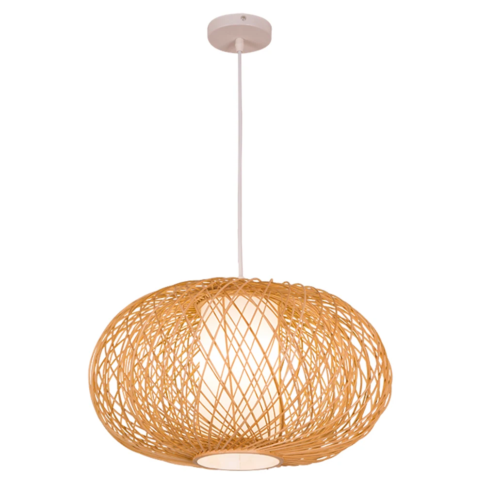 Nordic Modern Lantern Rattan Chandelier Bamboo Pendant Light Woodenr Lamp Woven Parchment Tropical  for Living Room