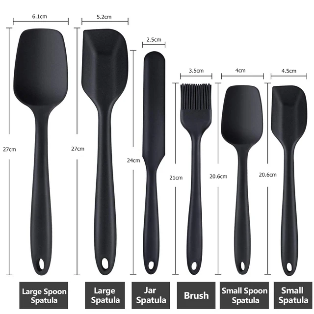 product silicone spatula 6 piece set 480 f heat resistance non stick cooking tools baking and stirring multi purpose kitchenware-3