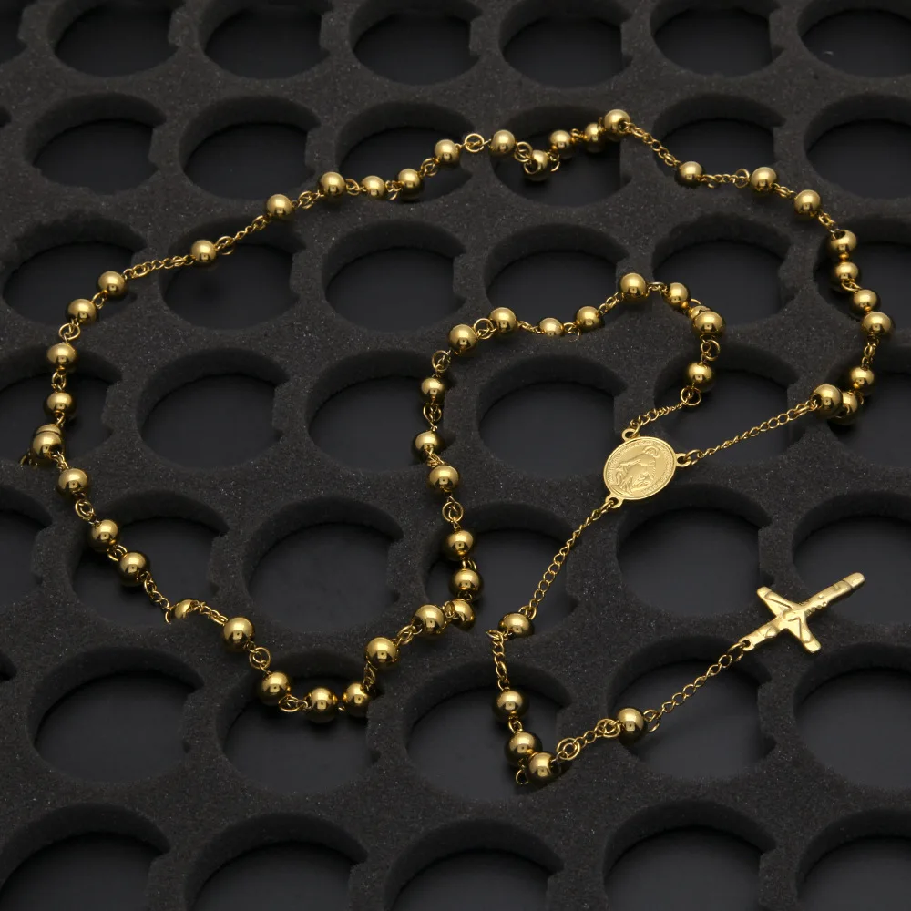 product-BEYALY-Yellow Gold Rosary Stainless Steel Cross Accessories Jewellery-img-1